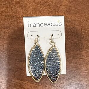 Francesca's Collections Gold and Sparkling Blue Earrings